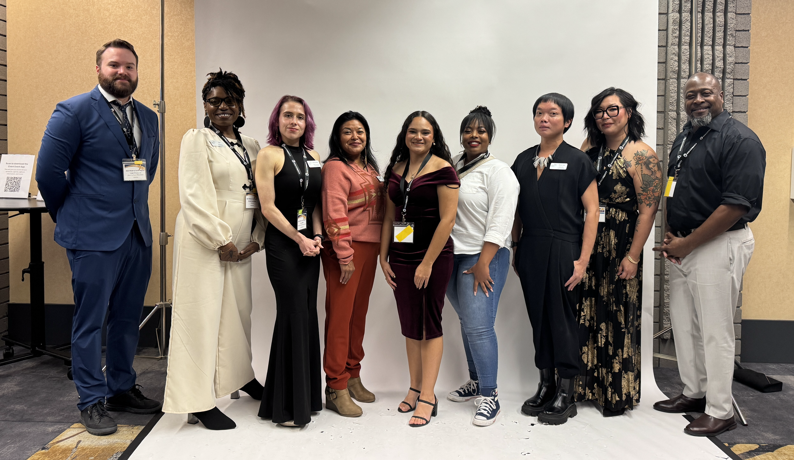 (Left to Right) Logan Drummond, Kamilah Keyes-Brown, Alaura Miller, Twa-Le Abrahamson, Yaslin Torres Pena, Latrice Williams, Victor Loo, Kara Chung, Drayton Jackson. CAB & CAB PM’s at PEAR Star awards at Office of Equity Convening.